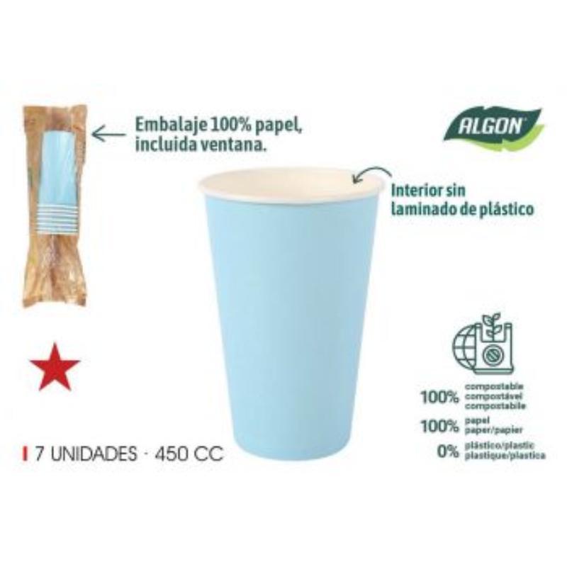 SET 7 VASO CARTON AZUL BABY 450 CC ALGON