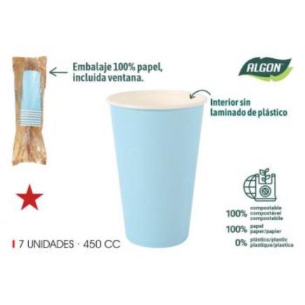 SET 7 VASO CARTON AZUL BABY 450 CC ALGON