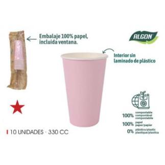 SET 10 VASO CARTON ROSA BABY 330 CC ALGON