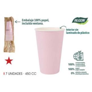 SET 7 VASO CARTON ROSA BABY 450 CC ALGON