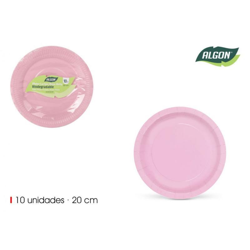 SET-10 PLATO CARTON ROSA BABY SOJA 20 CM ALGON