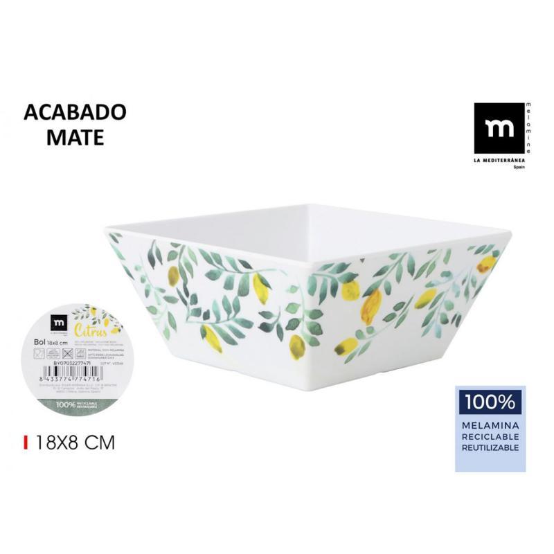 BOL MELAMINA MATE CITRUS 18X8 CM. LA MEDITERRANEA