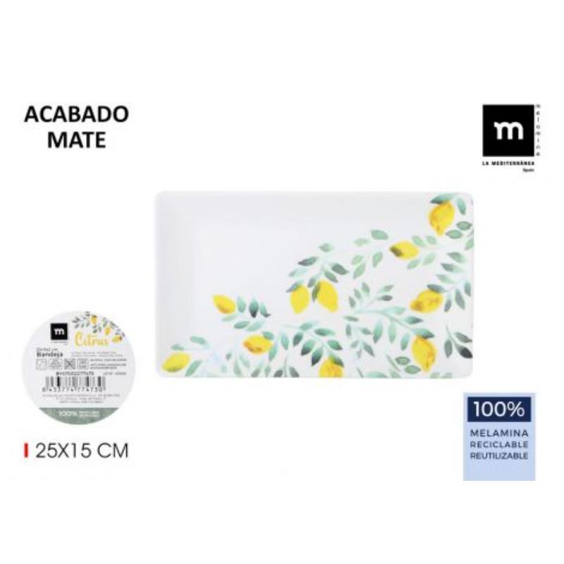 BANDEJA MELAMINA MATE CITRUS 25X15X2 CM. LA MEDITERRANEA