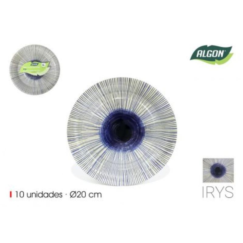 SET-10 PLATO CARTON REDONDO IRYS 20CM ALGON