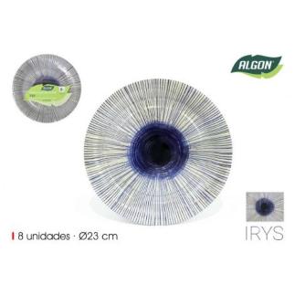 SET-8 PLATOS CARTON REDONDO IRYS 23 CM ALGON