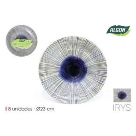 SET-8 PLATOS CARTON REDONDO IRYS 23 CM ALGON