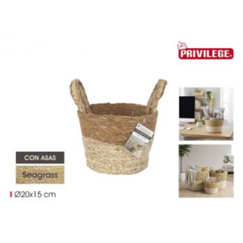 CESTA CONICA SEAGRASS C/ASAS 20 CM PRIVILEGE