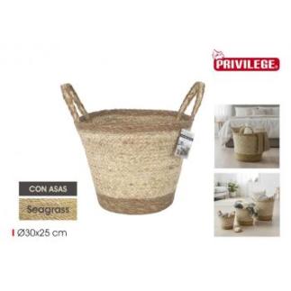 CESTA CONICA SEAGRASS C/ASAS 30 CM PRIVILEGE
