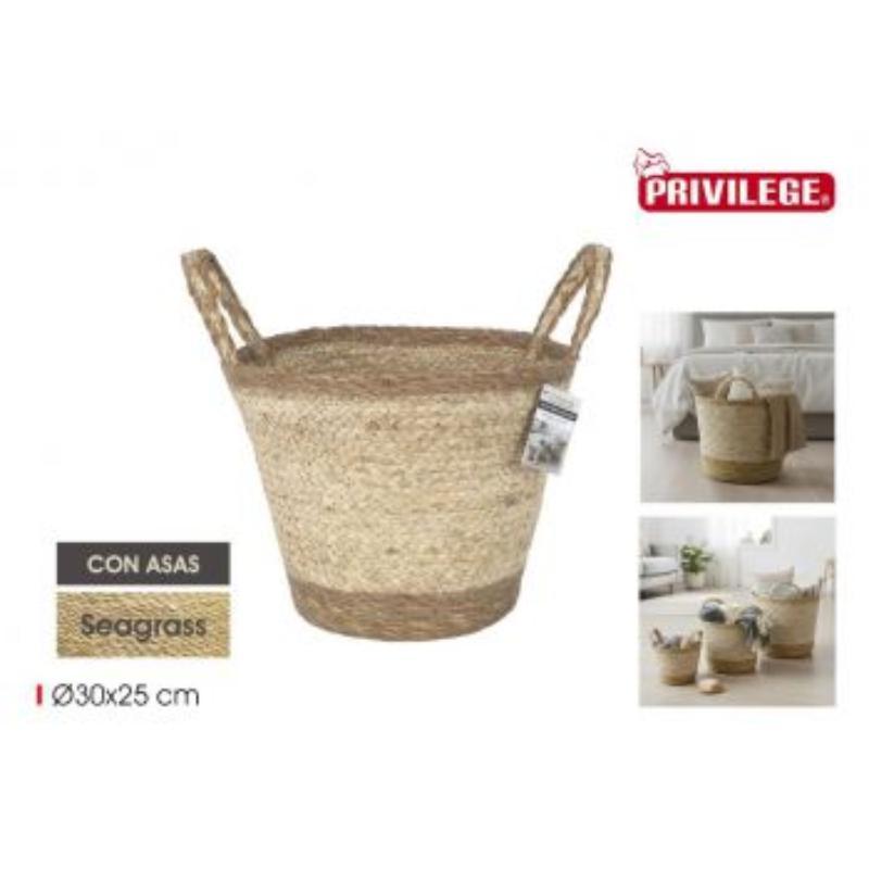 CESTA CONICA SEAGRASS C/ASAS 30 CM PRIVILEGE
