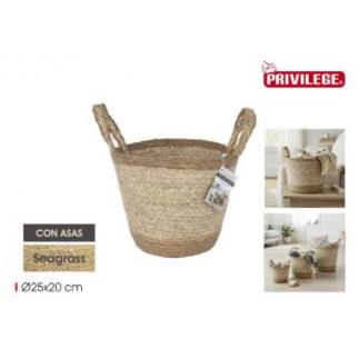 CESTA CONICA SEAGRASS C/ASAS 25 CM PRIVILEGE