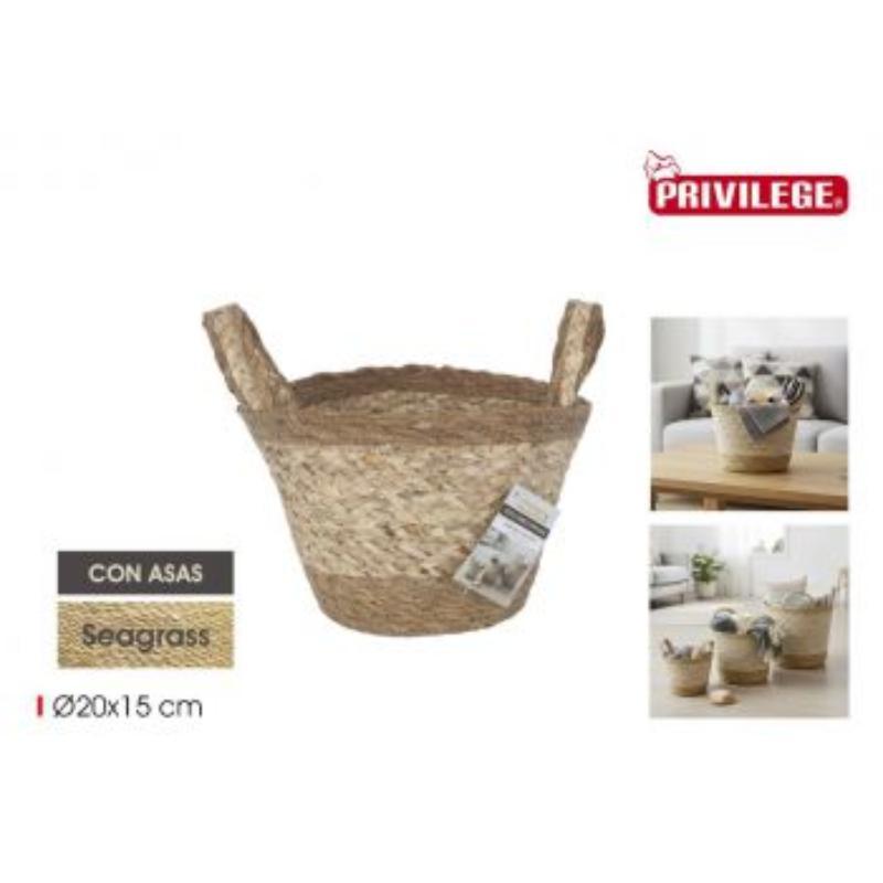 CESTA CONICA SEAGRASS C/ASAS 20 CM PRIVILEGE