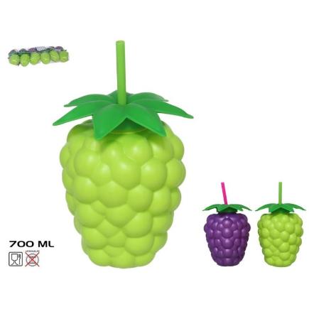 VASO COCTEL UVA 700 ML C/PAJITA 2 SURT