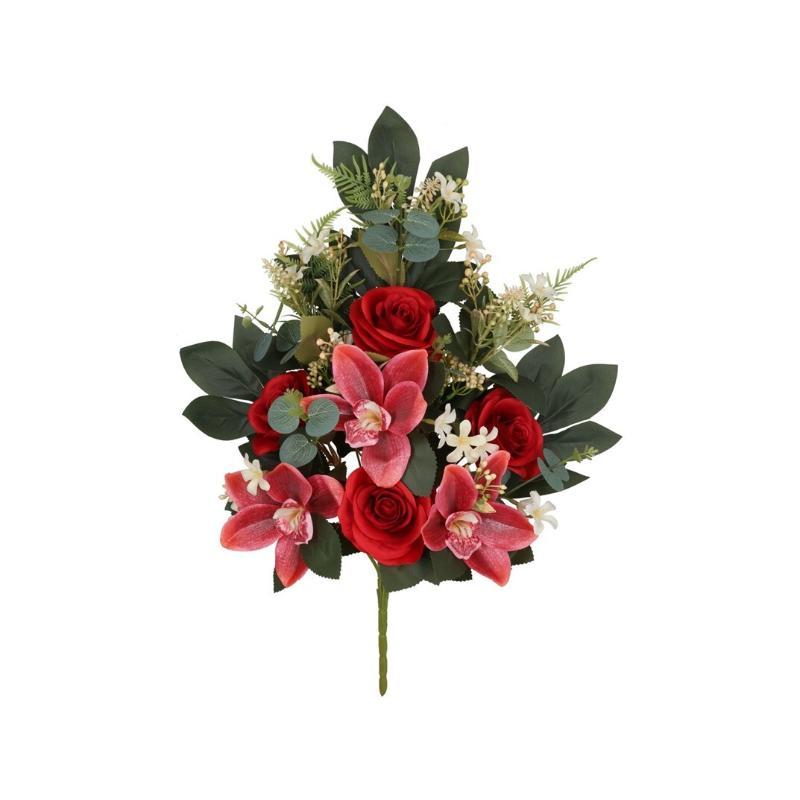 CONJUNTO ROSAS-CYM GLITTER X12-56 CM ROJO