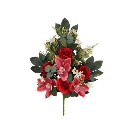 CONJUNTO ROSAS-CYM GLITTER X12-56 CM ROJO