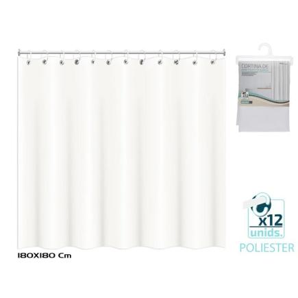 CORTINA DE BAÑO POLIESTER 180X180 CM BLANC