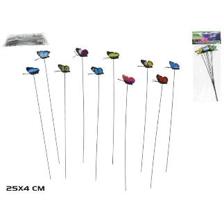 SET 10 PINCHOS JARDIN MARIPOSA 25X4 CM COL