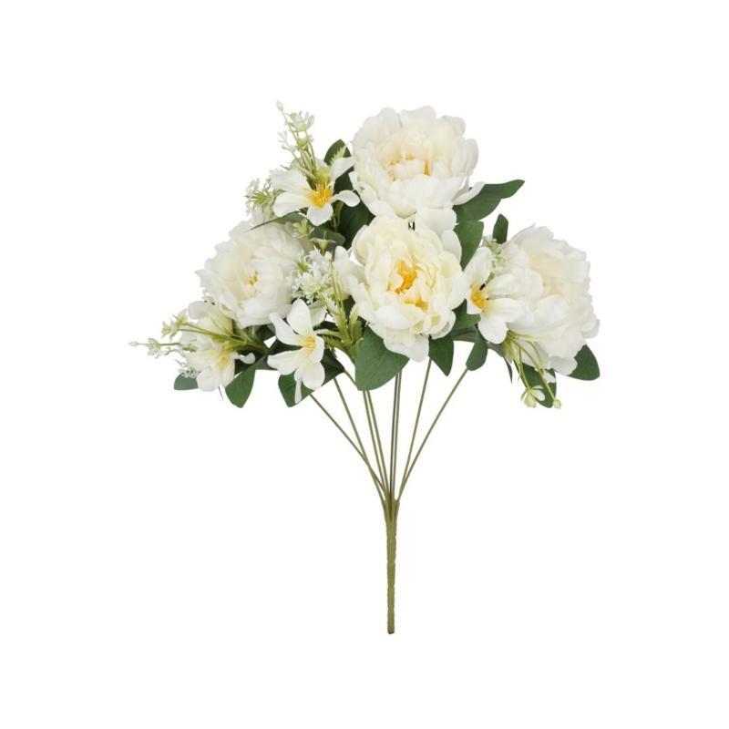 RAMO PEONIA-LILIES X8-45 CM BLANCO