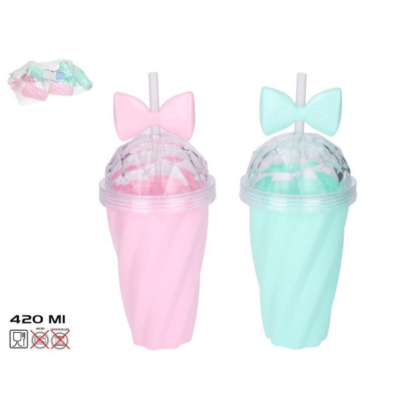 VASO C/CAÑITA LAZITO 2 COL SRT 420 ML