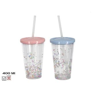 VASO CON CAÑITA FANTASY 400 ML 2 SURT