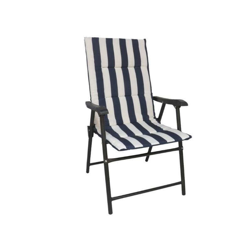 SILLA PLEGABLE ACERO BLANCA Y AZUL 58X66X98 CM