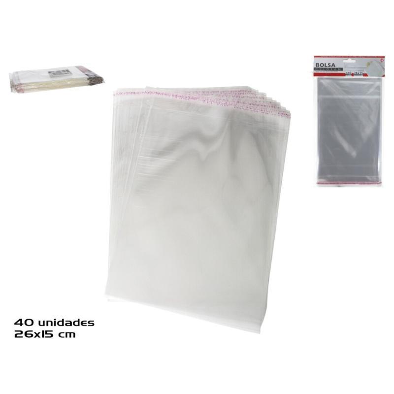 BOLSA CELOFAN ADHESIVO X 40 26X15 CM.