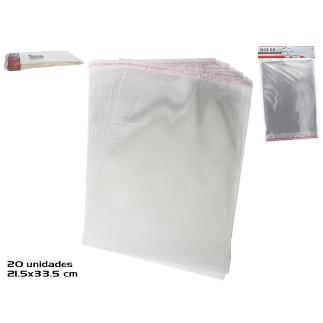 BOLSA CELOFAN ADHESIVO X 20 21.5X33.5 CM.
