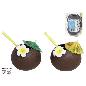 SET 2 VASOS COCTEL COCO C/PAJITA/SOM 420 ML