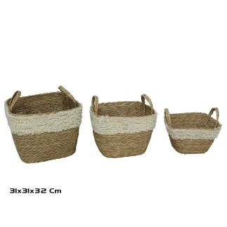 CESTA X 3 NATURAL 31X31X24/32 CM. LULA