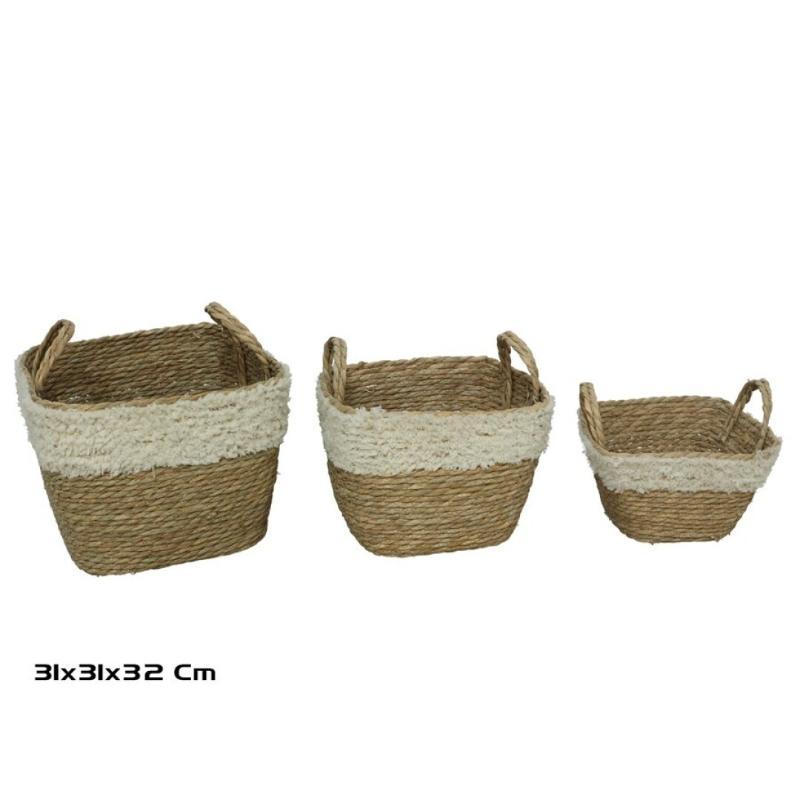 CESTA X 3 NATURAL 31X31X24/32 CM. LULA