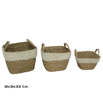 CESTA X 3 NATURAL 31X31X24/32 CM. LULA