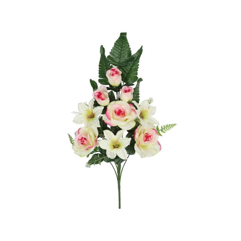 CONJUNTO ROSAS-AZUCENA X9-53 CM CREMA