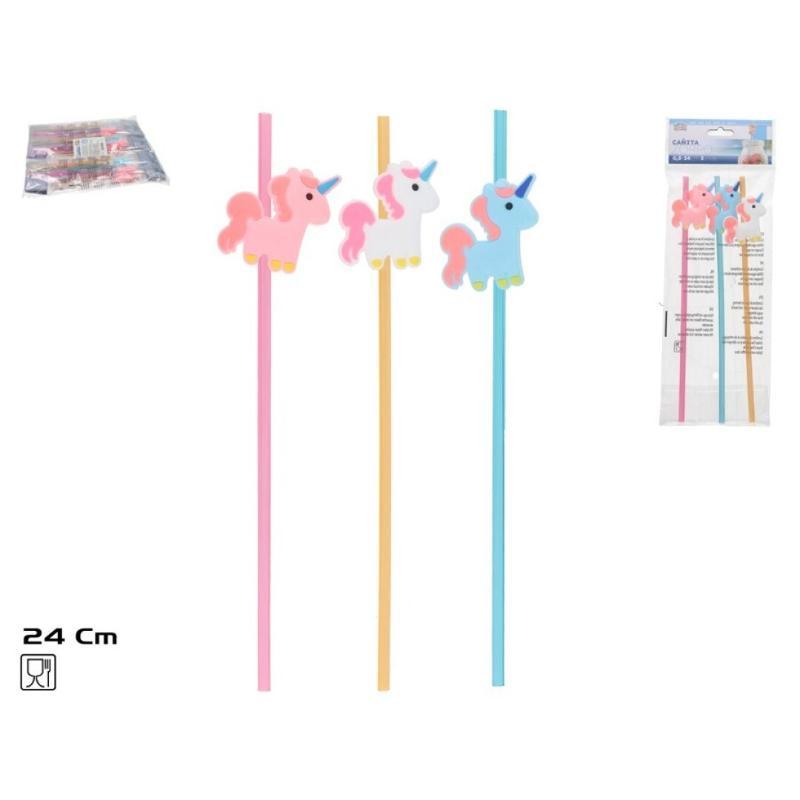 SET 3 PAJITAS UNICORNIO COLORES SURT 24