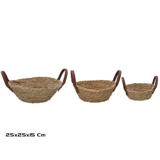 CESTA X3 REDONDA C/ASAS 25X25X9/15 CM LEIRE