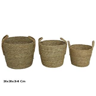 SET 3 CESTA REDONDA 31X31X26/34 CM LOUV