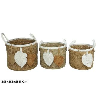 SET 3 CESTAS C/ASAS 33X33X28/35 CM PAOLA