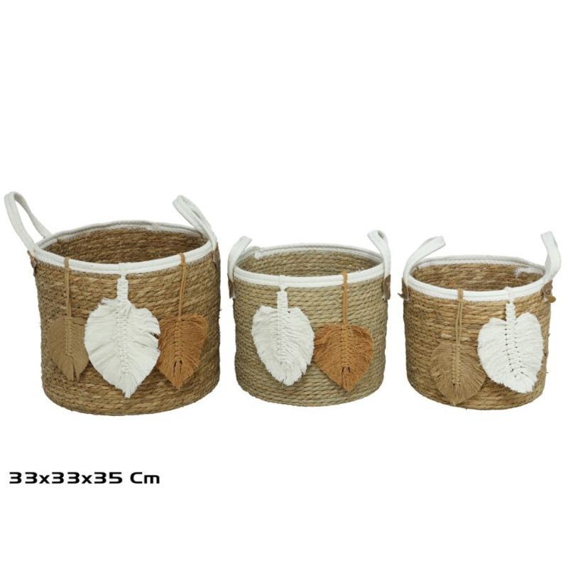 SET 3 CESTAS C/ASAS 33X33X28/35 CM PAOLA