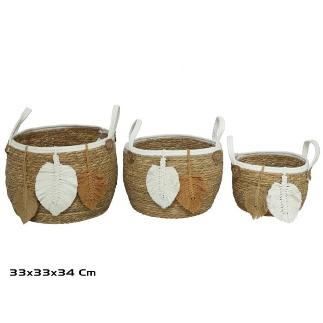 SET 3 CESTAS C/ASAS 33X33X27/34 CM PAOLA