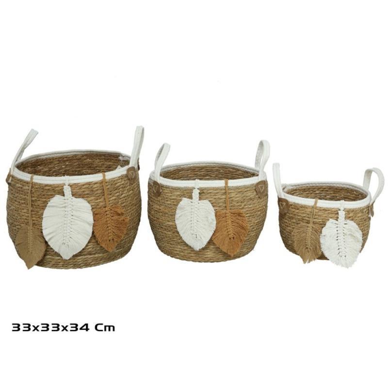 SET 3 CESTAS C/ASAS 33X33X27/34 CM PAOLA