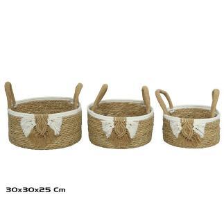 SET 3 CESTAS C/ASAS 30X30X15/25 CM ADRIHN