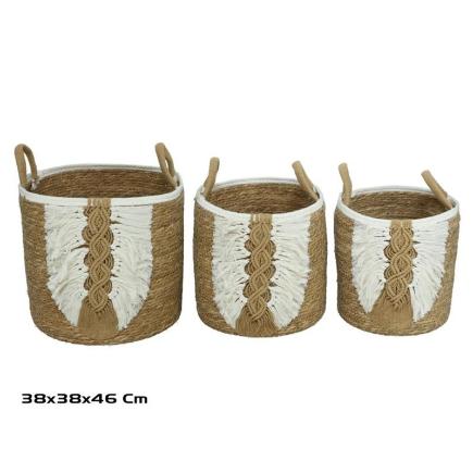 SET 3 CESTOS C/ASAS 38X38X37/46 CM ADRIHN