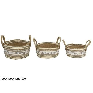 SET 3 CESTOS C/ASAS 30X30X15/25 CM HOMISW