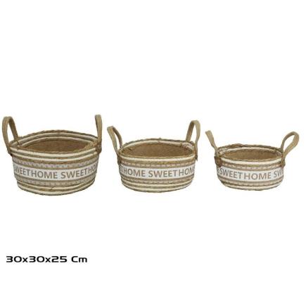 SET 3 CESTOS C/ASAS 30X30X15/25 CM HOMISW