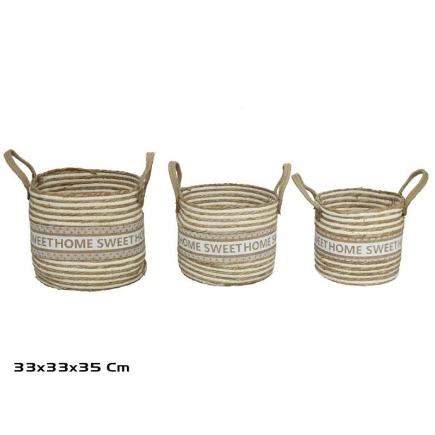 SET 3 CESTOS C/ASAS 33X33X28/35 CM HOMISW