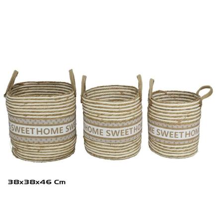 SET 3 CESTAS C/ASAS 38X38X37/46 CM HOMISW