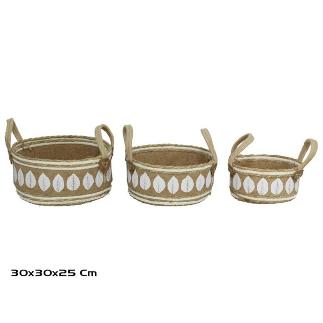 SET 3 CESTAS C/ASAS 30X30X15/25 CM LAUREAN