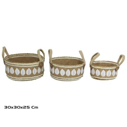 SET 3 CESTAS C/ASAS 30X30X15/25 CM LAUREAN