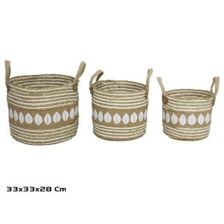 SET 3 CESTAS C/ASAS 33X33X28/35 CM LAUREAN
