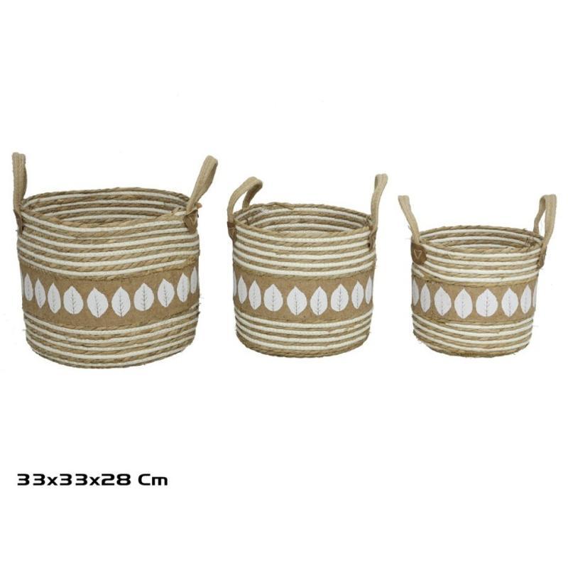 SET 3 CESTAS C/ASAS 33X33X28/35 CM LAUREAN