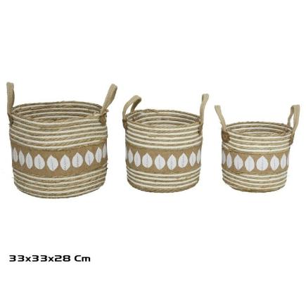 SET 3 CESTAS C/ASAS 33X33X28/35 CM LAUREAN