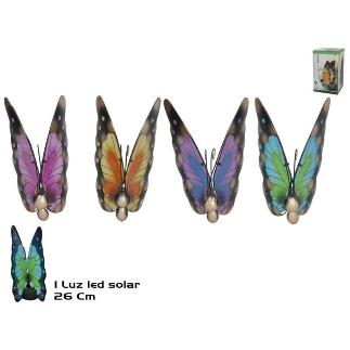 LAMPARA SOLAR 1 LED MARIPOSA 13X15X26 CM